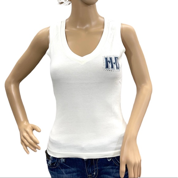 Harley-Davidson Tops - HARLEY-DAVIDSON Off White Ladies V-Neck Tank Top Size Small